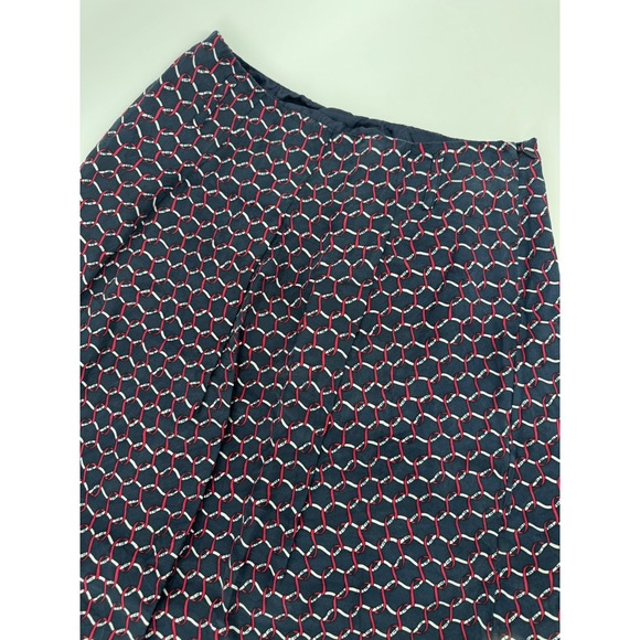 Talbots Dresses & Skirts - Talbots Pure Silk A-Line Skirt Navy Red Geometric Chain Link Print Size 8